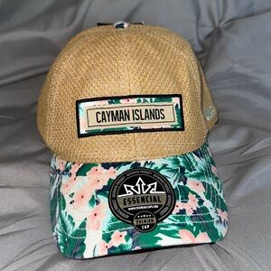 Cayman Islands straw floral baseball cap